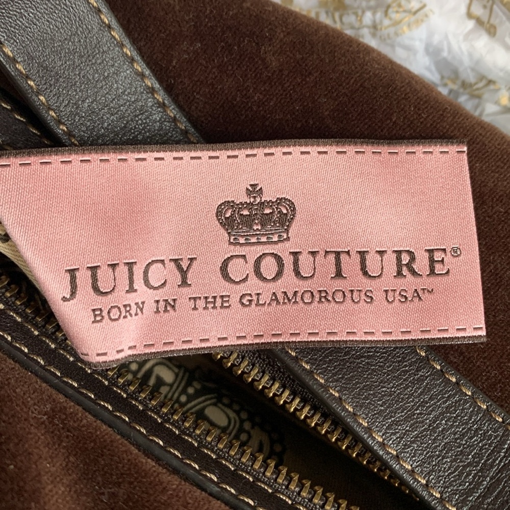 Nwt juicy couture espresso velour hobo shoulder bag rare vintage - Picture 6 of 8